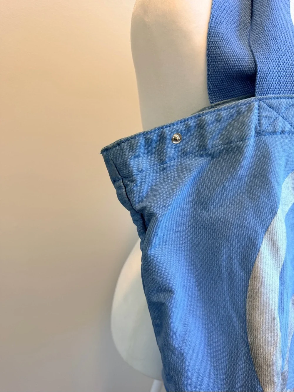 PINK Victoria's Secret Blue Canvas Tote with Silver Peace Sign - VINTAGE